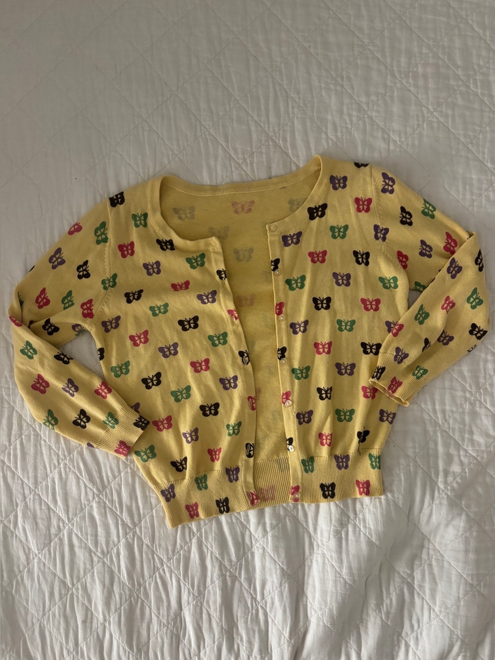 Love By Design Yellow Butterfly Print Cardigan